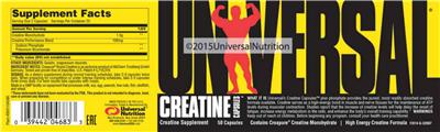 Photo of the Universal Creatine Capsules label