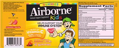 Photo of the Airborne Airborne Kids Assorted Fruit Flavors label