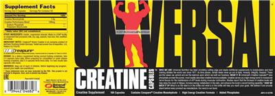 Photo of the Universal Creatine Capsules label