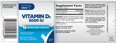 Photo of the Exchange Select Vitamin D3 5000 IU label