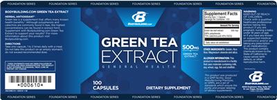 Photo of the Bodybuilding.com Foundation Series Green Tea Extract 500 mg label