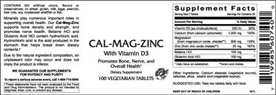 Photo of the VitaCeutical Labs Cal-Mag-Zinc With Vitamin D3 label