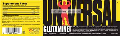 Photo of the Universal Glutamine Capsules label