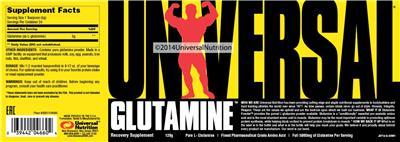 Photo of the Universal Glutamine label