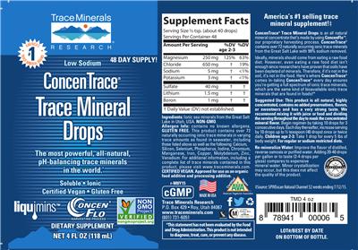 Photo of the Trace Minerals Research ConcenTrace Trace Mineral Drops label