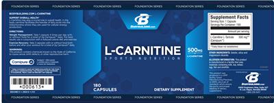Photo of the Bodybuilding.com Foundation Series L-Carnitine 500 mg label