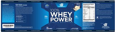Photo of the Bodybuilding.com Foundation Series 100% Whey Power Vanilla label