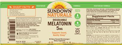 Photo of the Sundown Naturals Melatonin 5 mg label