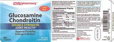 Photo of the CVS Pharmacy Glucosamine Chondroitin Double Strength label