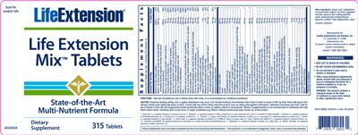 Photo of the Life Extension Life Extension Mix Tablets label