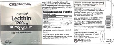 Photo of the CVS Pharmacy Lecithin Softgels 1200 mg label