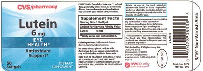 Photo of the CVS Pharmacy Lutein 6 mg label