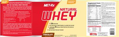 Photo of the MET-Rx Natural Whey Chocolate label