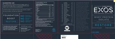Photo of the EXOS Performance Nutrition Whey Protein Isolate Vanilla Flavored label
