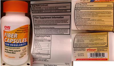 Photo of the CVS Pharmacy Fiber Capsules label