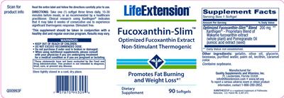 Photo of the Life Extension Fucoxanthin-Slim label
