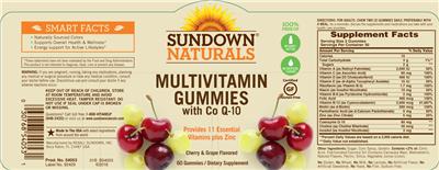 Photo of the Sundown Naturals Multivitamin Gummies With Co Q-10 label