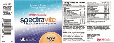 Photo of the CVS Pharmacy Spectravite Adult 50 + label