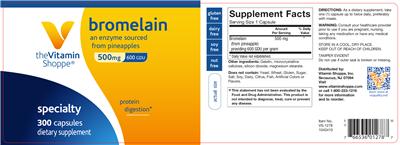 Photo of the The Vitamin Shoppe Bromelain 500 mg label