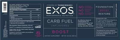 Photo of the EXOS Performance Nutrition Carb Fuel Unflavored label