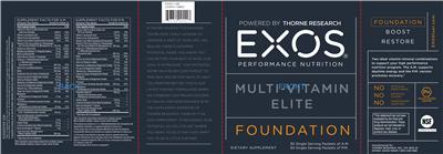 Photo of the EXOS Performance Nutrition A.M. label