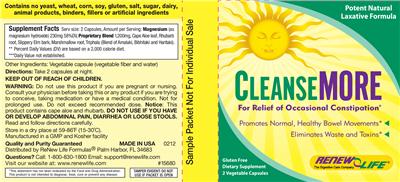 Photo of the Renew Life CleanseMore label