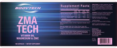Photo of the BodyTech ZMA Tech label