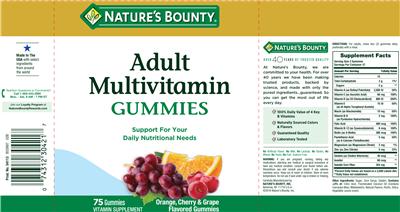 Photo of the Nature's Bounty Adult Multivitamin Gummies label