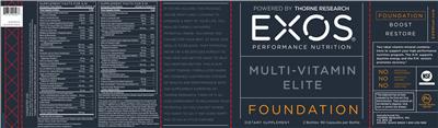 Photo of the EXOS Performance Nutrition A.M. label