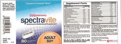 Photo of the CVS Pharmacy Spectravite Adult 50+ label