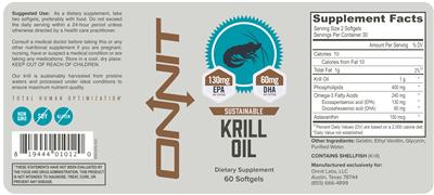 Photo of the Onnit Sustainable Krill Oil label