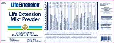 Photo of the Life Extension Life Extension Mix Powder label