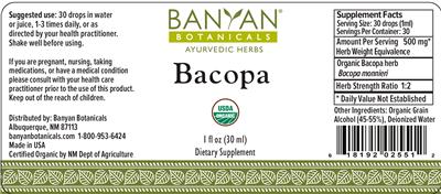 Photo of the Banyan Botanicals Bacopa label