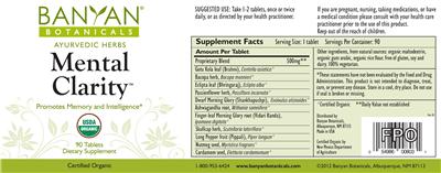 Photo of the Banyan Botanicals Mental Clarity label