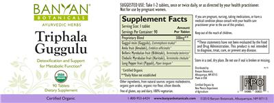 Photo of the Banyan Botanicals Triphala Guggulu label