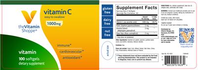 Photo of the The Vitamin Shoppe Vitamin C 1000 mg label
