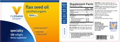 Photo of the The Vitamin Shoppe Flax Seed Oil 1000 mg label