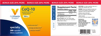 Photo of the The Vitamin Shoppe CoQ-10 100 mg label