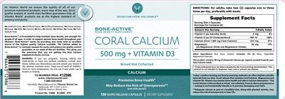 Photo of the Vitamin World Coral Calcium 500 mg + Vitamin D3 label