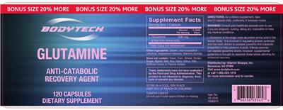 Photo of the BodyTech Glutamine label