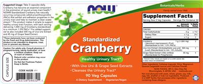 Photo of the NOW Standardized Cranberry label