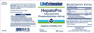 Photo of the Life Extension HepatoPro label