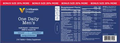 Photo of the The Vitamin Shoppe One Daily Men's label