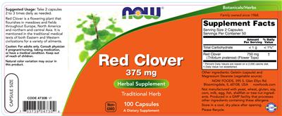 Photo of the NOW Red Clover 375 mg label