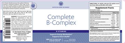 Photo of the Vitamin World Complete B-Complex label