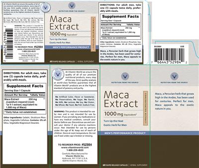 Photo of the Vitamin World Maca Extract 1000 label