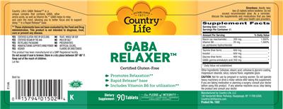 Photo of the Country Life GABA Relaxer label
