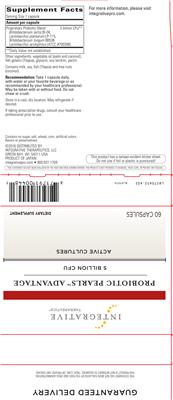 Photo of the Integrative Therapeutics Probiotic Pearls Advantage label