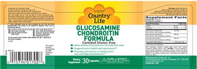 Photo of the Country Life Glucosamine Chondroitin Formula label