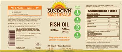 Photo of the Sundown Naturals Fish Oil 1200 mg 360 mg Omega-3 label